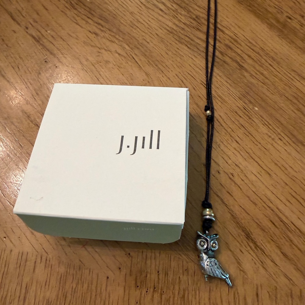 J. Jill Silver Owl Pendant on Black Cord